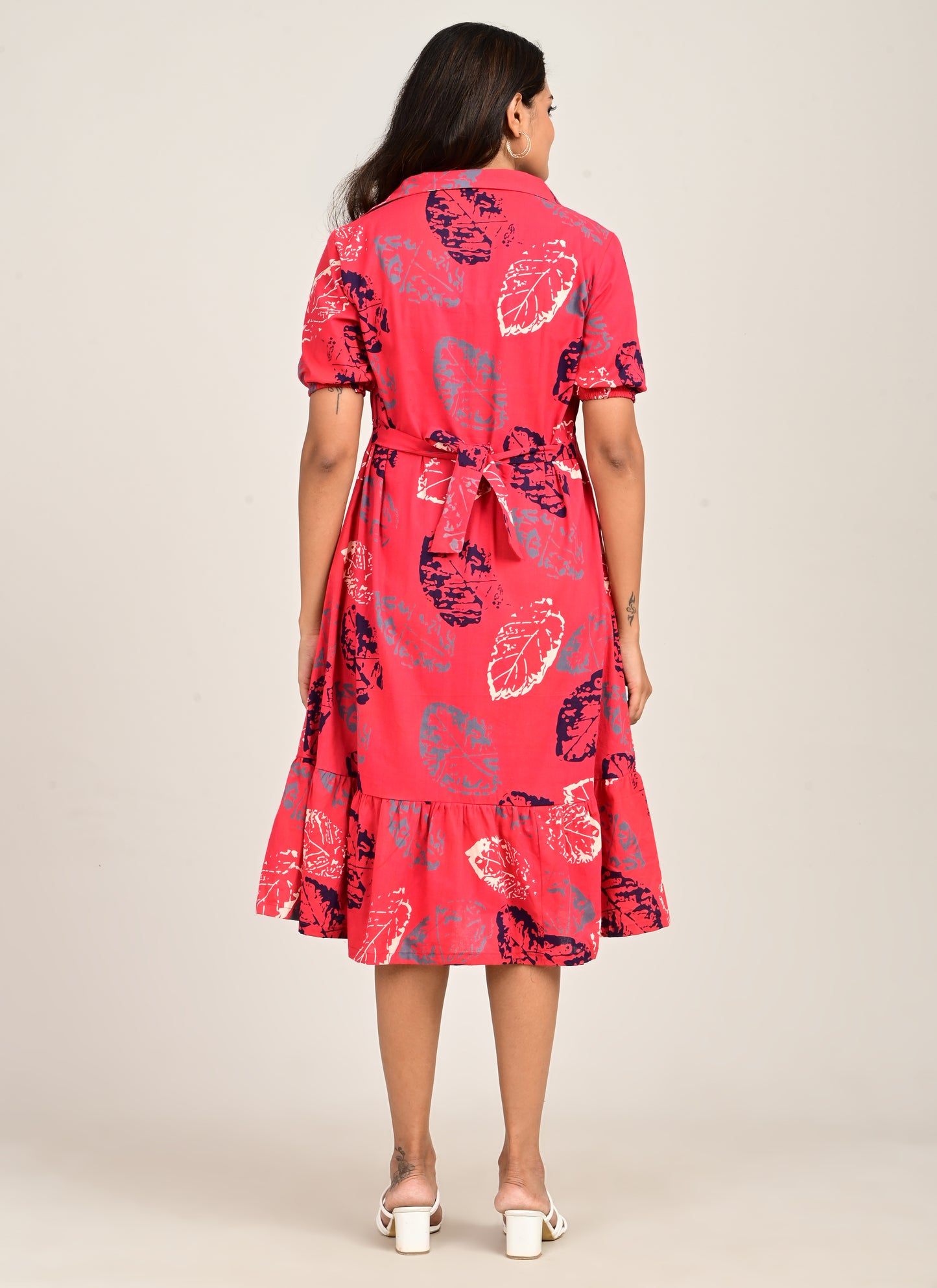 Frill Collar Dress Red