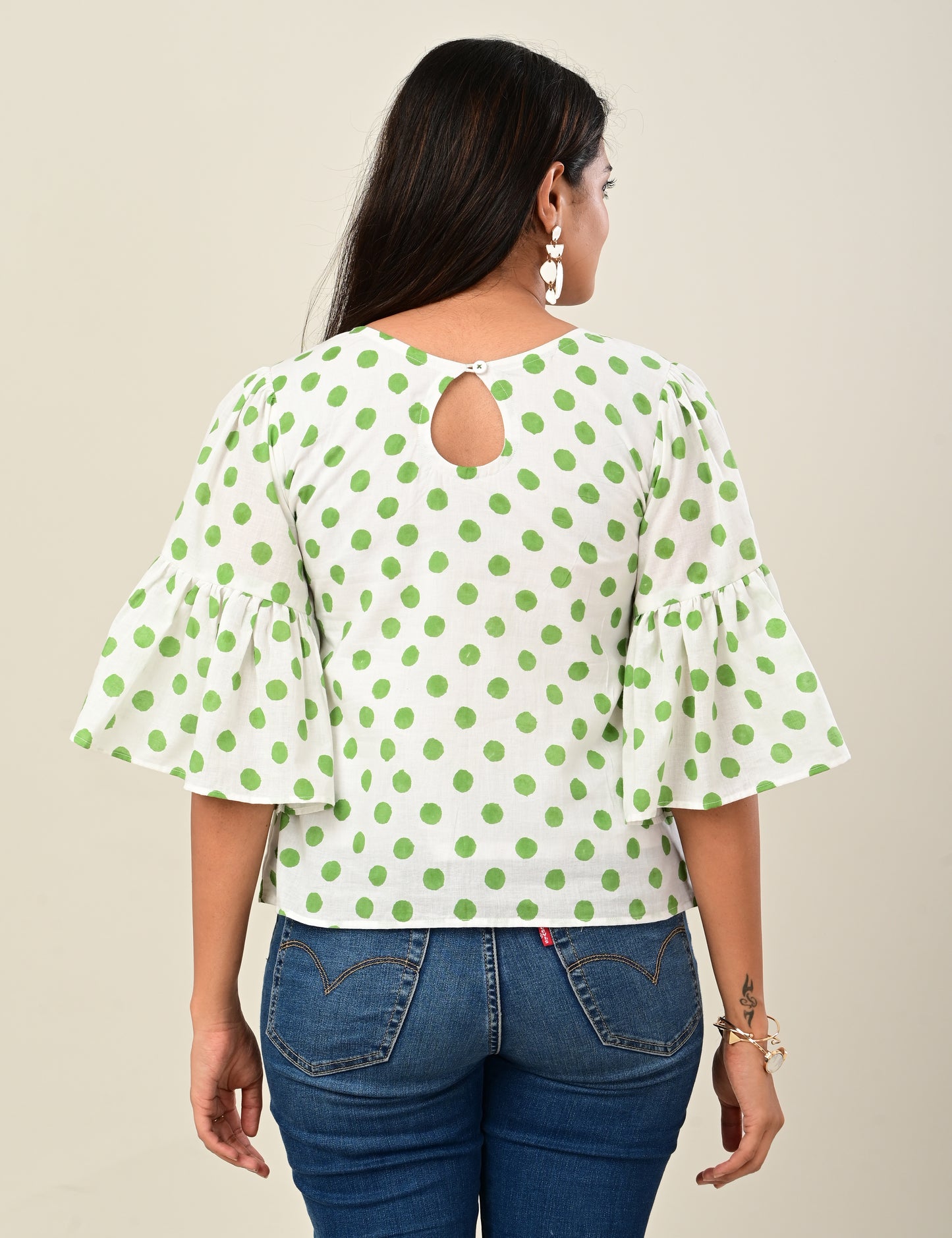 Flutter Sleeve Polka Dot Top