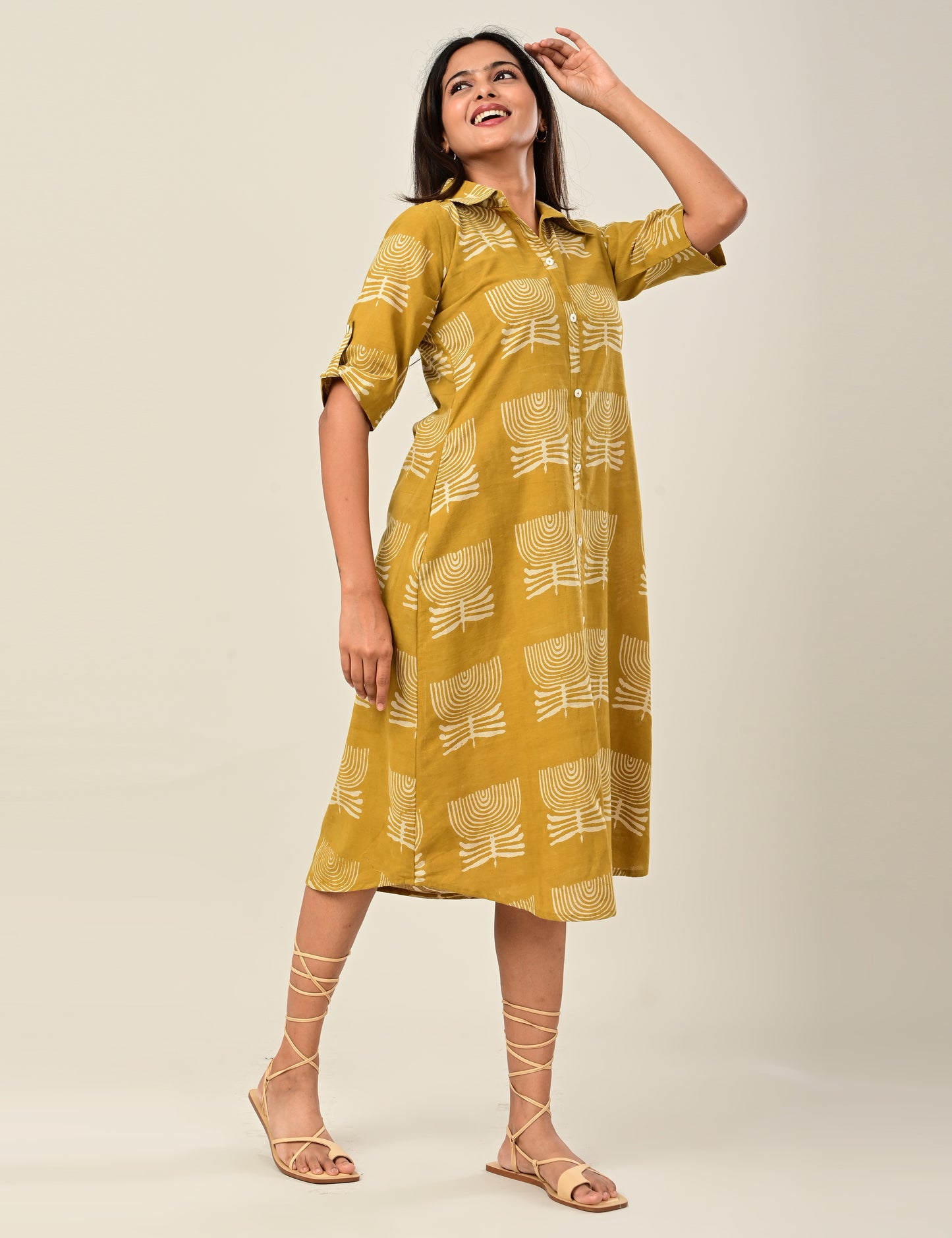 Shirt Dress With Turn-Up Cuffs