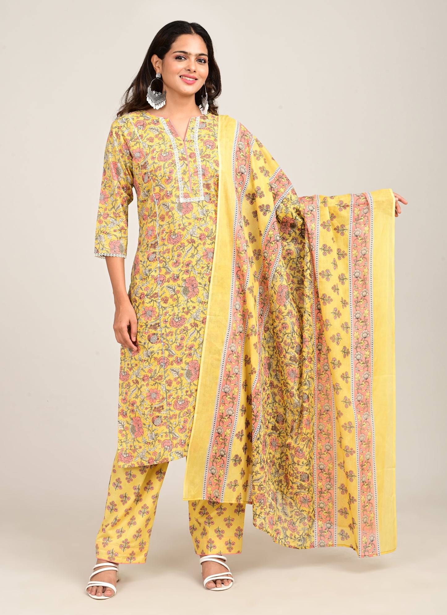 3PCS Set Cotton Yellow Floral Print