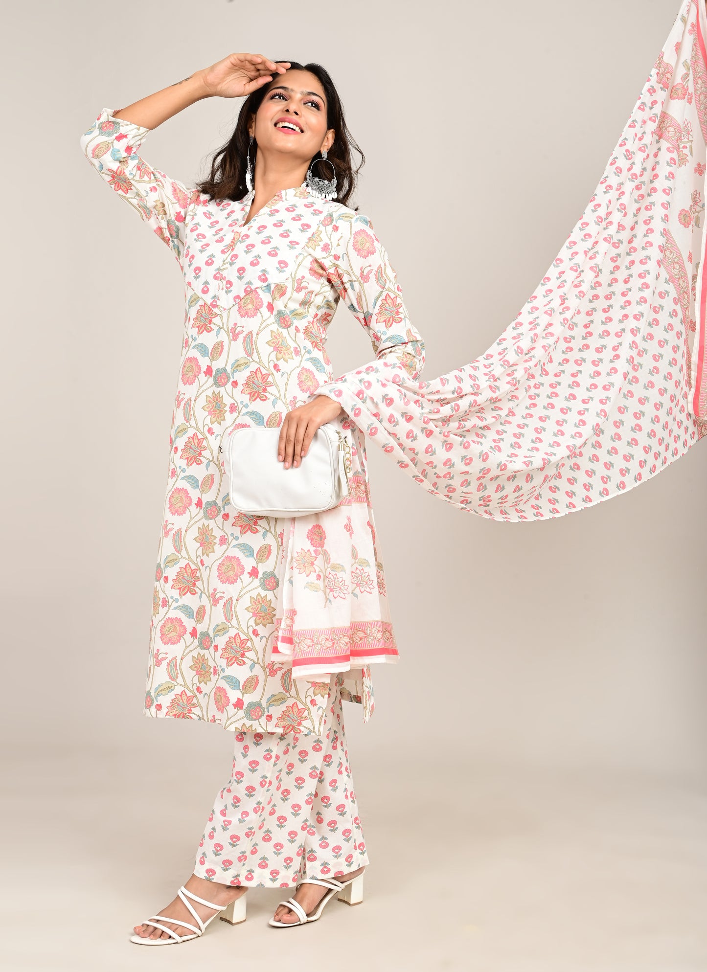 3PCS Set Cotton Floral Print Light Pink