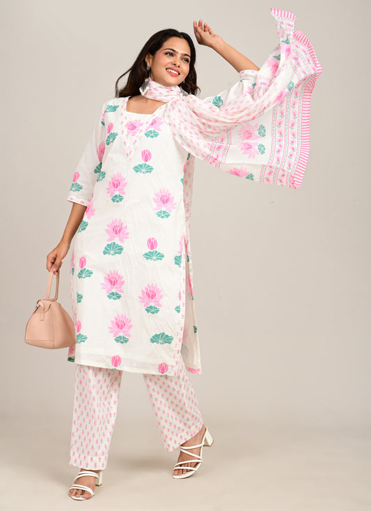 3PCS Set Cotton Lotus Print