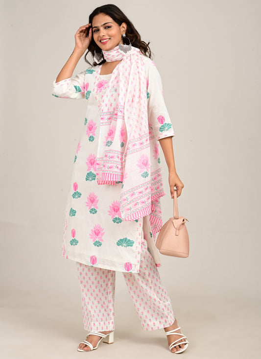 3PCS Set Cotton Lotus Print