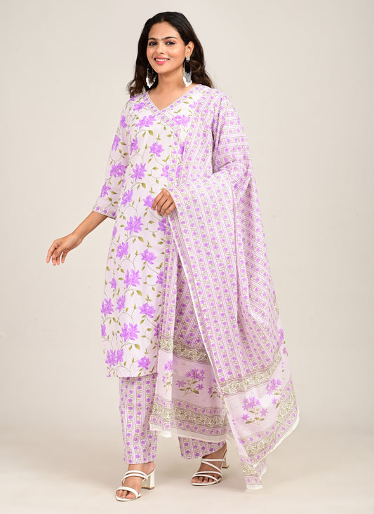 3PCS Set Cotton lavender Print