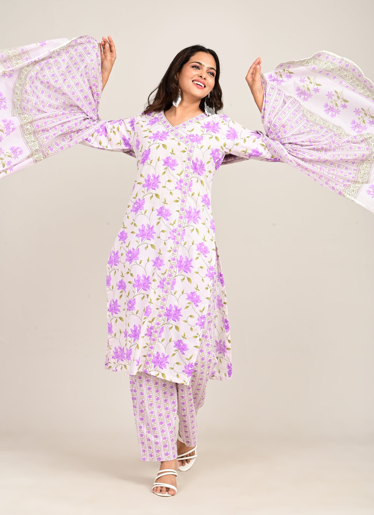 3PCS Set Cotton lavender Print