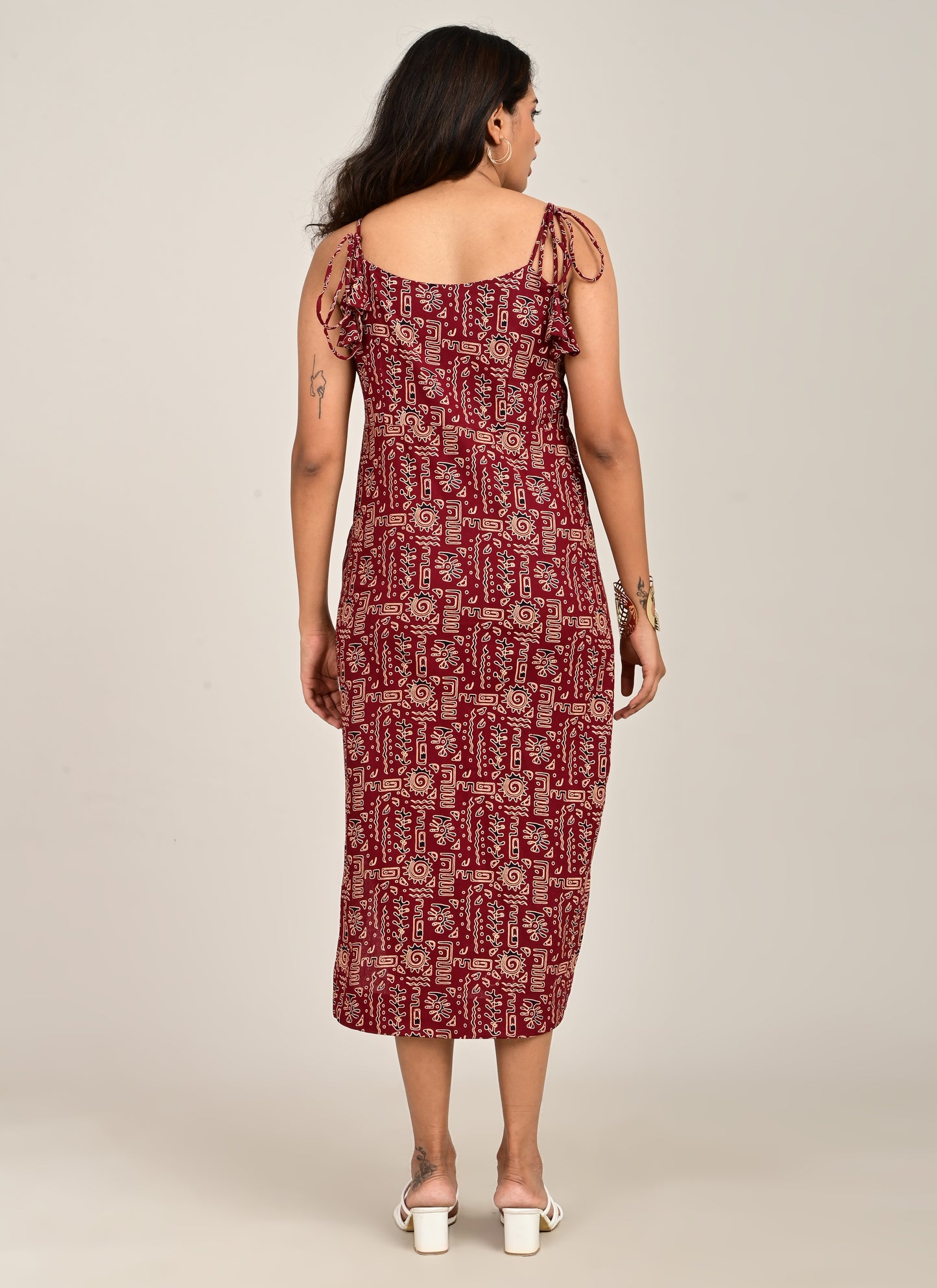 Cotton Bodycon Dress Maroon