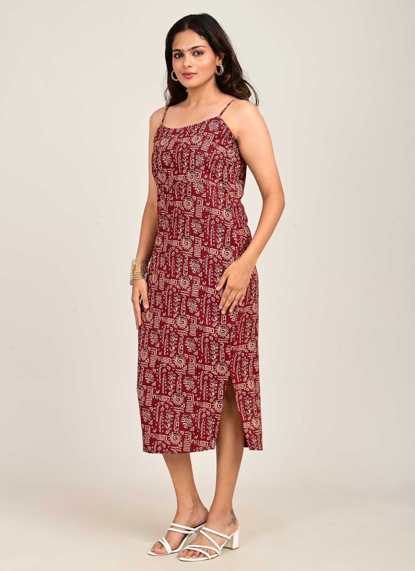 Cotton Bodycon Dress Maroon