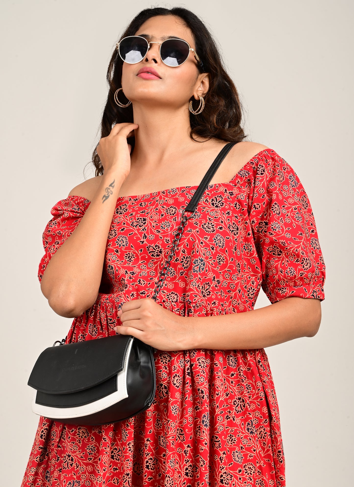 Puff Sleeve Normal Gown Red
