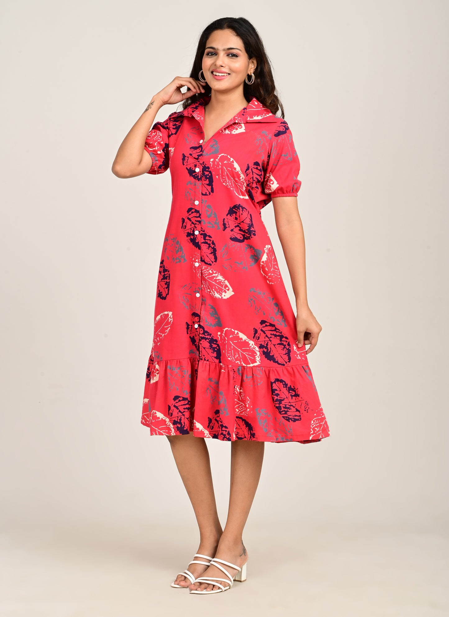 Frill Collar Dress Red