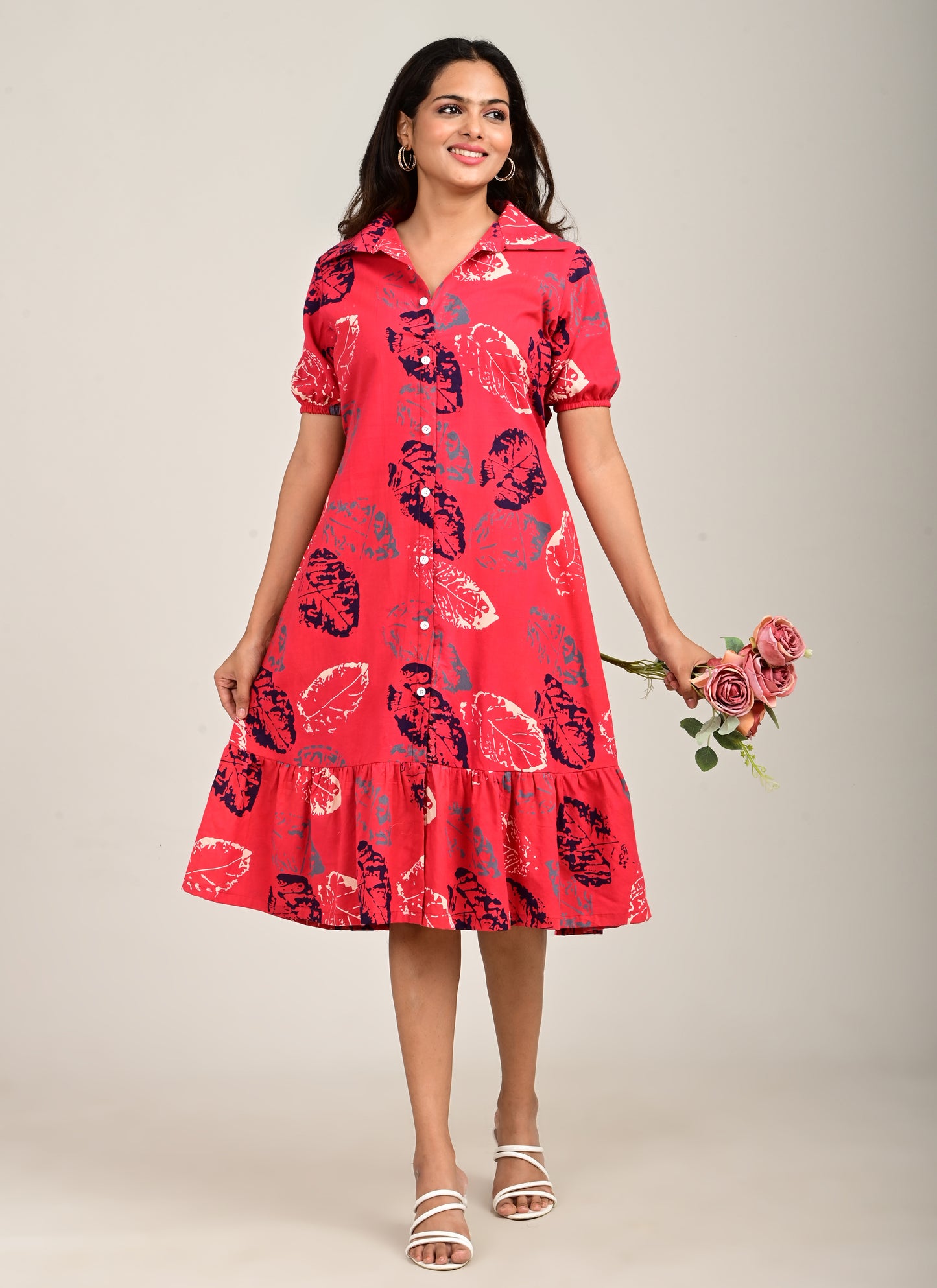 Frill Collar Dress Red