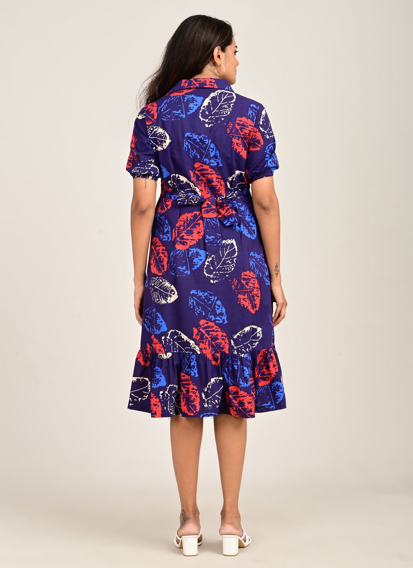 Frill Collar Dress Navy Blue