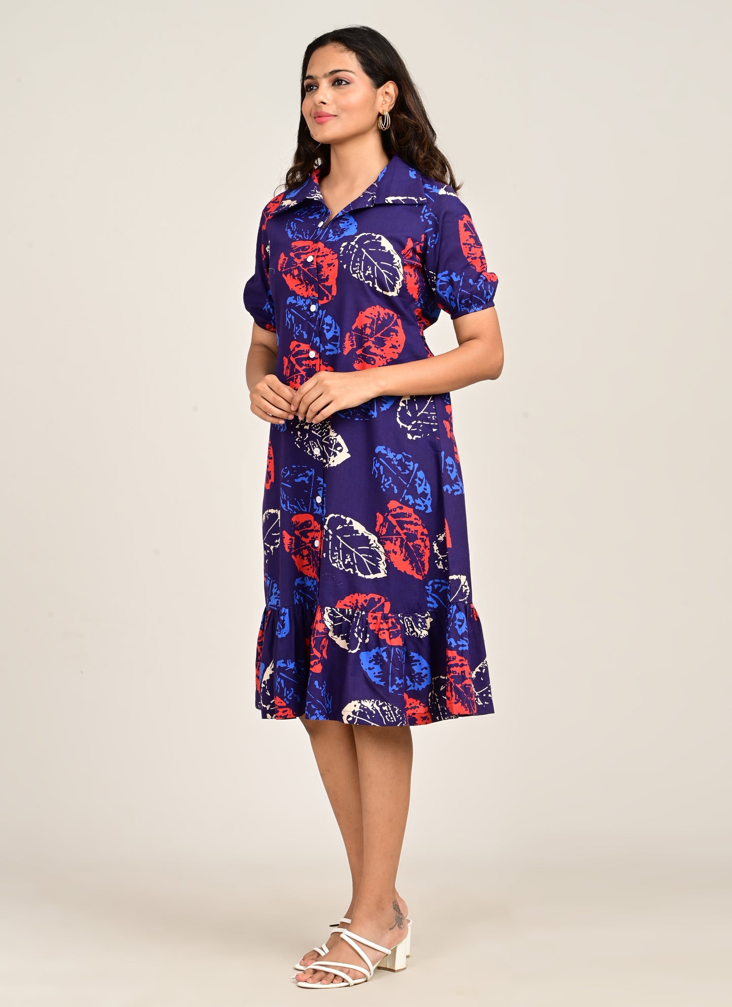 Frill Collar Dress Navy Blue