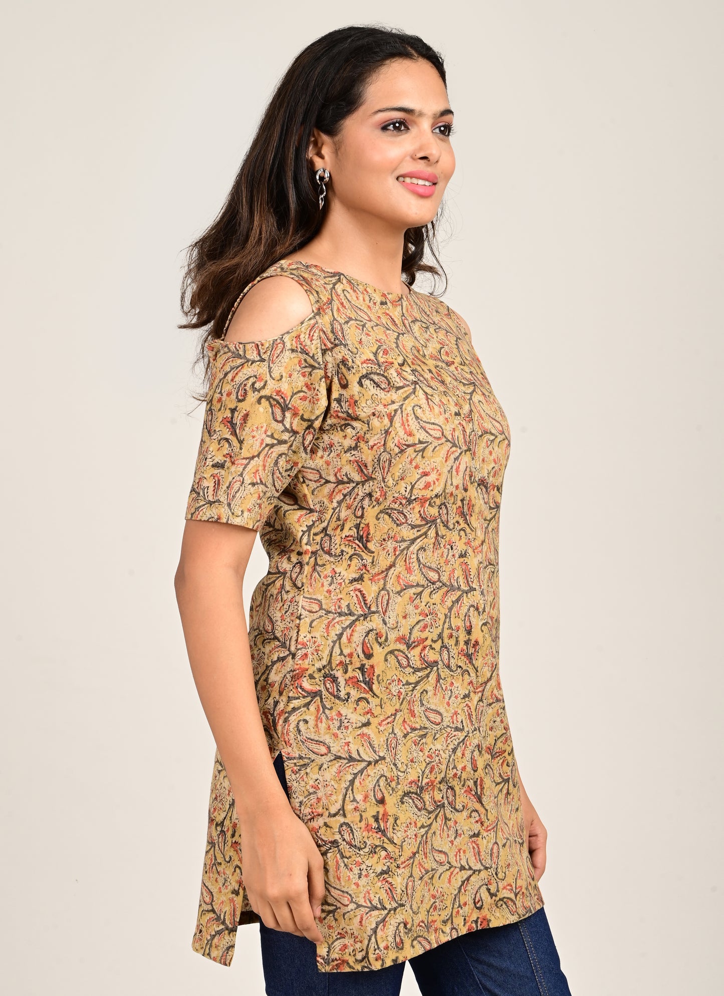 Kalamkari short kurti Cut Sleeve